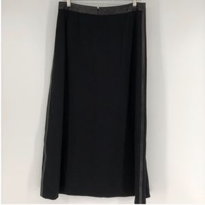 Linda Allard Ellen Tracy Wool Skirt Leather Trim